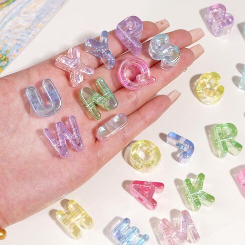 52PCS 20MM Large Letter Beads, Acrylic Transparent Colorful Mixed A-Z Big Alphabet Beads for Jewelry Bracelet Keychain Making, Chunky Loose Big Hole Letter for DIY Crafts in Saudi Arabia