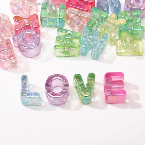 52PCS 20MM Large Letter Beads, Acrylic Transparent Colorful Mixed A-Z Big Alphabet Beads for Jewelry Bracelet Keychain Making, Chunky Loose Big Hole Letter for DIY Crafts in Saudi Arabia