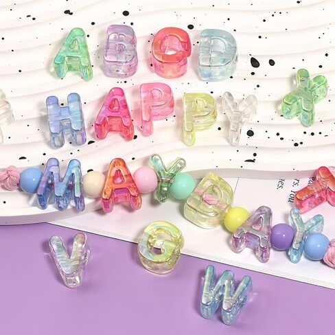 52PCS 20MM Large Letter Beads, Acrylic Transparent Colorful Mixed A-Z Big Alphabet Beads for Jewelry Bracelet Keychain Making, Chunky Loose Big Hole Letter for DIY Crafts in Saudi Arabia