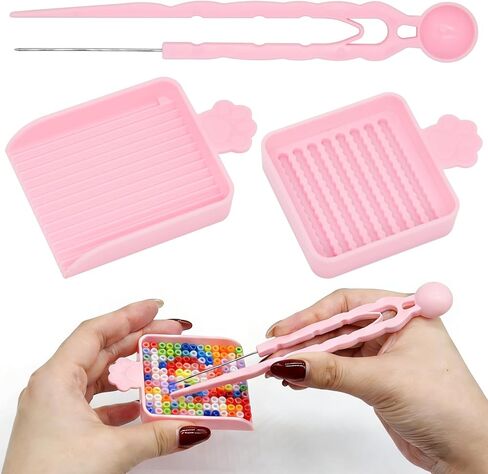3Pcs Fuse Bead Tool Kit - Single Needle Tweezers, Aligner Tray & Bead Scoop for 2.6mm Craft Beads, Essential Accessories for DIY Bead Art, Melty Bead Organizer & Helper Tool in Saudi Arabia