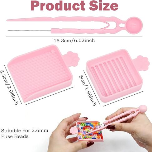 3Pcs Fuse Bead Tool Kit - Single Needle Tweezers, Aligner Tray & Bead Scoop for 2.6mm Craft Beads, Essential Accessories for DIY Bead Art, Melty Bead Organizer & Helper Tool in Saudi Arabia