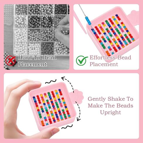 3Pcs Fuse Bead Tool Kit - Single Needle Tweezers, Aligner Tray & Bead Scoop for 2.6mm Craft Beads, Essential Accessories for DIY Bead Art, Melty Bead Organizer & Helper Tool in Saudi Arabia