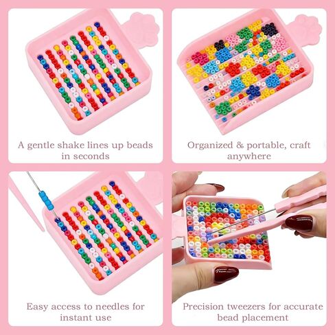 3Pcs Fuse Bead Tool Kit - Single Needle Tweezers, Aligner Tray & Bead Scoop for 2.6mm Craft Beads, Essential Accessories for DIY Bead Art, Melty Bead Organizer & Helper Tool in Saudi Arabia