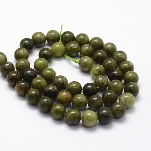 About 48pcs Round Taiwan Jade Beads Strands,8mm Dark Green Loose Spacer Beads, Crystal Stone for Necklace Earrings Jewelry Making, Hole: 1.1mm in Kuwait