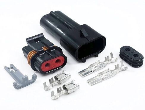 1-Pack, 46Amp (2-PIN) Metri-Pack 630 Series Pull-to-SEAT Waterproof Connector Terminals and Seals 12-10 AWG in Kuwait