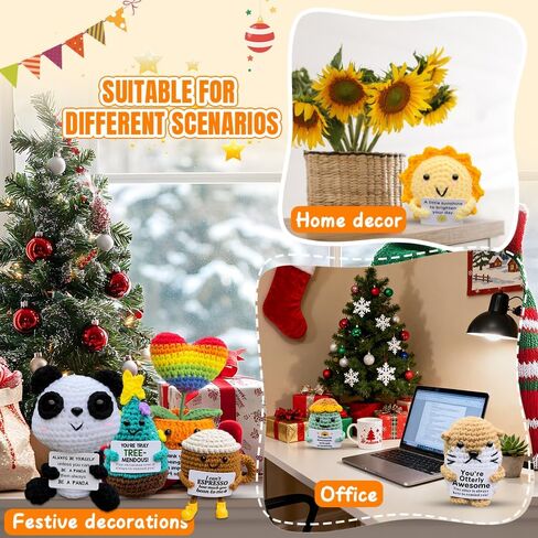 25PCS Thank You Gifts Positive Crochet Animals Bulk, Teacher Appreciation Gifts in Bulk, Employee Appreciation Gift for Office Nurse Staff Team, Inspirational Crochetd Animals Birthday Graduation Gift in Saudi Arabia
