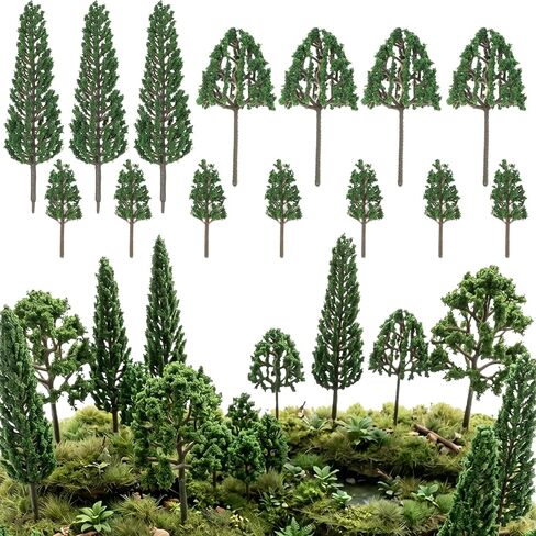 14 PCS Mini Diorama Trees, Mixed Miniature Trees Diorama Supplies Small Model Tree Train Scenery Fake Plastic Tree for DIY Crafts, Building Model Scenery Architecture, Natural Green in Kuwait