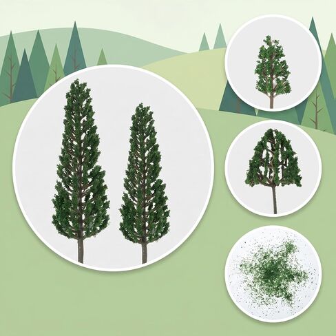 14 PCS Mini Diorama Trees, Mixed Miniature Trees Diorama Supplies Small Model Tree Train Scenery Fake Plastic Tree for DIY Crafts, Building Model Scenery Architecture, Natural Green in Kuwait
