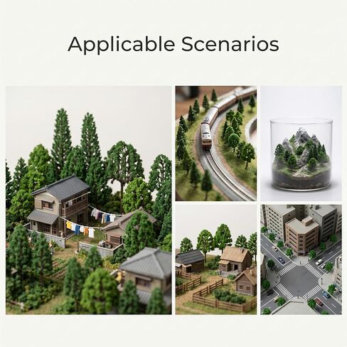 14 PCS Mini Diorama Trees, Mixed Miniature Trees Diorama Supplies Small Model Tree Train Scenery Fake Plastic Tree for DIY Crafts, Building Model Scenery Architecture, Natural Green in Kuwait