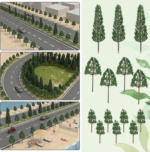 14 PCS Mini Diorama Trees, Mixed Miniature Trees Diorama Supplies Small Model Tree Train Scenery Fake Plastic Tree for DIY Crafts, Building Model Scenery Architecture, Natural Green in Kuwait