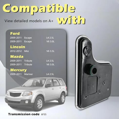 6F35 Automotive Trans Transmission Filter Kits Oil Pan Gasket L4 V6 2.5L 3.0L 3.5L Compatible with Ford Replacement for Mazda Escape Fusion Mkz Tribute Mariner Milan 09-12# 9L8Z-7A098-A in Kuwait