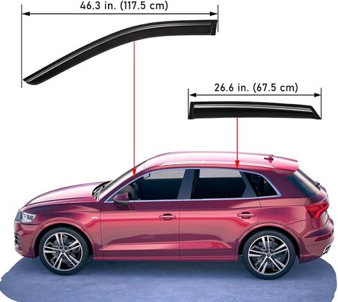 Lightronic Extra Durable Outside-Mount Auto Vent Window Visors, Fits 2018-2024 Audi Q5, UV Protection Rain Guards, Original Wind Deflectors, Smoke, 4-Pcs in Kuwait