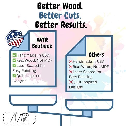 Patriotic Wooden Barn Quilt Kit, DIY Craft Painting Kit for Adults, America Barn Quilts Sign Block (Flag with Star, 15 inches) in Saudi Arabia