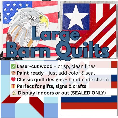 Patriotic Wooden Barn Quilt Kit, DIY Craft Painting Kit for Adults, America Barn Quilts Sign Block (Flag with Star, 15 inches) in Saudi Arabia