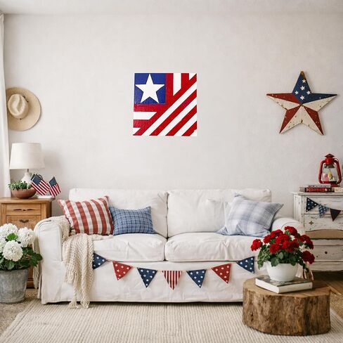 Patriotic Wooden Barn Quilt Kit, DIY Craft Painting Kit for Adults, America Barn Quilts Sign Block (Flag with Star, 15 inches) in Saudi Arabia