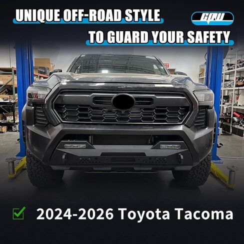المصد الأمامي متوسط ​​العرض CPW مناسب لسيارة Toyota Tacoma 2024 2025 2026، مصد أمامي من الفولاذ شديد التحمل مع أغلال ومستشعر مسافة الحديقة/دليل كابل الونش/فتحة تثبيت الترخيص، متوافق مع ضوء الضباب OEM in Kuwait