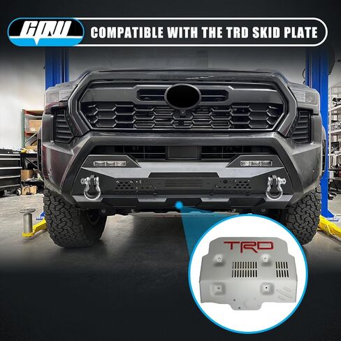 المصد الأمامي متوسط ​​العرض CPW مناسب لسيارة Toyota Tacoma 2024 2025 2026، مصد أمامي من الفولاذ شديد التحمل مع أغلال ومستشعر مسافة الحديقة/دليل كابل الونش/فتحة تثبيت الترخيص، متوافق مع ضوء الضباب OEM in Kuwait