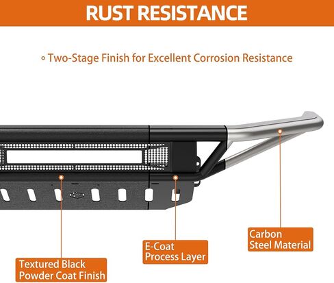 Hooke Road Tundra Tubular Front Bumper for 2014-2021 Toyota Tundra Pickup, Baja Design for Daily Driving & Light Off-Road, Sturdy Steel Bumper with Skid Plate & 120W LED Light Bar in Kuwait