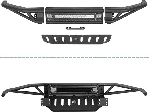 Hooke Road Tundra Tubular Front Bumper for 2014-2021 Toyota Tundra Pickup, Baja Design for Daily Driving & Light Off-Road, Sturdy Steel Bumper with Skid Plate & 120W LED Light Bar in Kuwait