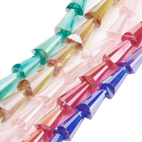 Pandahall 10 Strand Electroplate Glass Round Faceted Plated Beads for Jewelry Making (50pcs/Strand, Mixed Color) in Kuwait