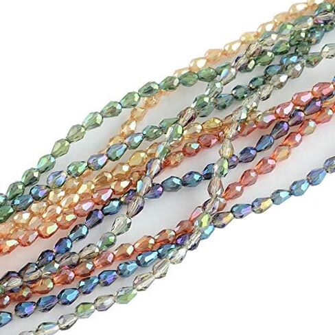 Pandahall 10 Strand Electroplate Glass Round Faceted Plated Beads for Jewelry Making (50pcs/Strand, Mixed Color) in Kuwait