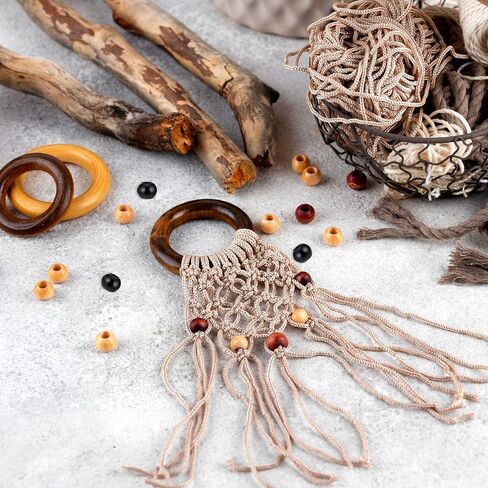 100 Pcs 20mm Wooden Beads, Large Hole Round Wood Beads for Macrame, Bracelet Necklace DIY, Home Decor Garlands, 4 Colors Natural Mix in Saudi Arabia