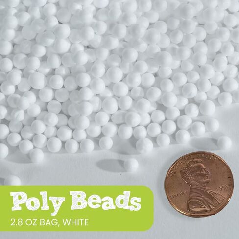 Fairfield Poly-Fil Poly Beads, Premium Polystyrene Stuffing Beads, Stuffing for Stuffed Animals, Ideal for Floam and Slime, Bean Bag Filler, White, 2.8-Ounce Bag in Saudi Arabia