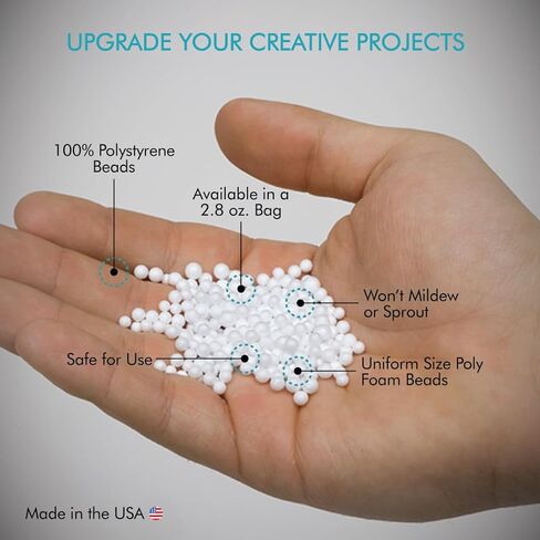 Fairfield Poly-Fil Poly Beads, Premium Polystyrene Stuffing Beads, Stuffing for Stuffed Animals, Ideal for Floam and Slime, Bean Bag Filler, White, 2.8-Ounce Bag in Saudi Arabia