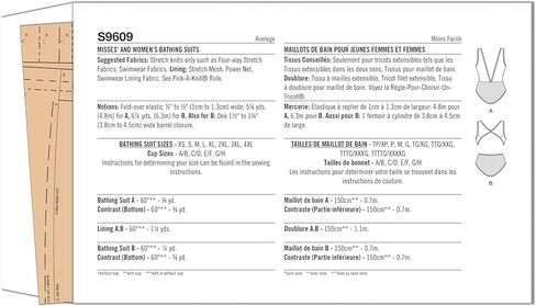 Simplicity SS9609A Misses' Two-piece and One-piece Swimsuit Sewing Pattern Packet, Design Code S9609, Sizes X-Small to 4XL in Kuwait