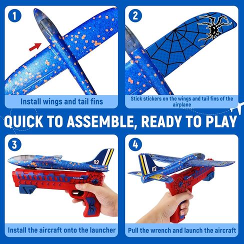 3 Pack Foam Airplane Launcher Toys, 2 Flight Modes, Airplane Gliders for Kids, Outdoor Flying Toy, Birthday Gifts for or 3 4 5 6 7 8-12 Years Old, Party Supplies(Red) in Saudi Arabia