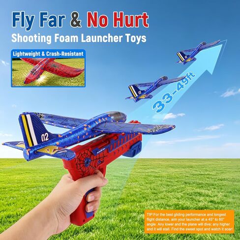 3 Pack Foam Airplane Launcher Toys, 2 Flight Modes, Airplane Gliders for Kids, Outdoor Flying Toy, Birthday Gifts for or 3 4 5 6 7 8-12 Years Old, Party Supplies(Red) in Saudi Arabia