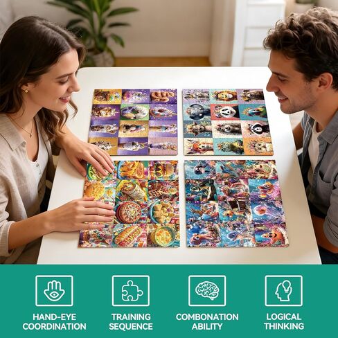 4-Pack 100 Piece Puzzles for Kids, Animal & Food Theme Large Piece Puzzles for Elderly, Dementia & Alzheimer’s Activities for Adults and Kids Ages 6-10, 15 x 10.2 in in Saudi Arabia