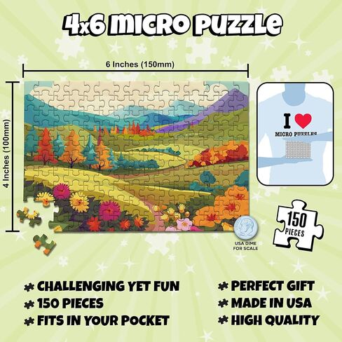 أحجية الصور المقطوعة الصغيرة "الحقول والزهور" من MicroPuzzles - عبوة من قطعتين - جيب زهور مكون من 150 قطعة مقاس 4 × 6 في هدية ألغاز | صنع في الولايات المتحدة الأمريكية | الأعمال الصغيرة in Kuwait