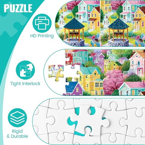 300 Piece Puzzles for Adult,Colourful New England Village Jigsaw Puzzle for Adults Kids Seniors,Scenic Springtime Family Scene,Interlock Perfectly No Dust,Challenging Family Activity Gifts,20.5 * 15In in Saudi Arabia