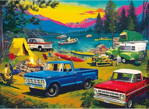 500 Piece Puzzles for Adults, Family Day At The Lake Puzzle for Teens Adults Elderly, Car Camping Jigsaw Puzzle 500 Pieces, Recycled Cardboard Challenging Puzzle for Game Nights Home Decor 20.5x15 in in Saudi Arabia