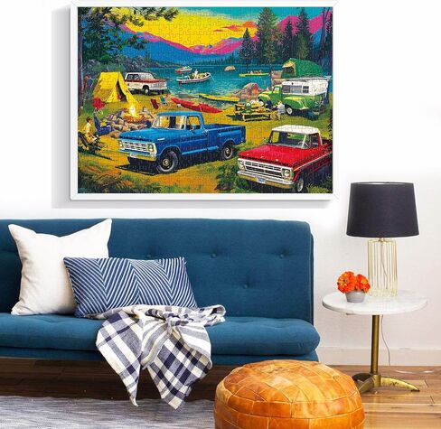 500 Piece Puzzles for Adults, Family Day At The Lake Puzzle for Teens Adults Elderly, Car Camping Jigsaw Puzzle 500 Pieces, Recycled Cardboard Challenging Puzzle for Game Nights Home Decor 20.5x15 in in Saudi Arabia