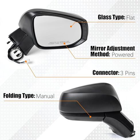 Passenger Right 3Pins Side Mirror Assembly Replace for Toyota RAV4 2019 2020 2021 2022 2023 2024, Non-Heated, Manual Folding, Power Adjustable, Replace 8791042E31, Black in Saudi Arabia