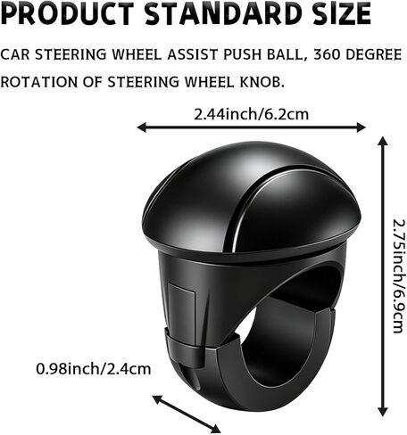 Steering Wheel Spinner Knob, 360° Rotation Steering Wheel Knob Power Handle with Non Slip Silicone Grip, Smooth Silent Bearing Control, Universal Fit for Cars Trucks SUVs, Car Accessories (Black) in Saudi Arabia