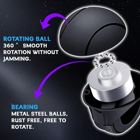 Steering Wheel Spinner Knob, 360° Rotation Steering Wheel Knob Power Handle with Non Slip Silicone Grip, Smooth Silent Bearing Control, Universal Fit for Cars Trucks SUVs, Car Accessories (Black) in Saudi Arabia