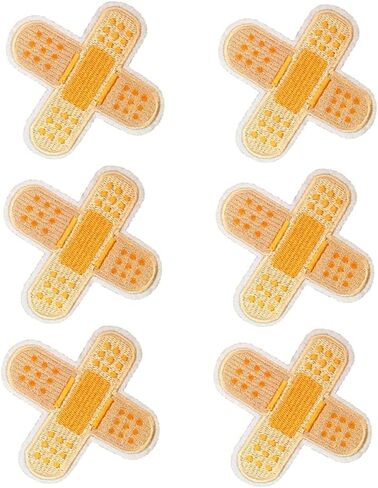6 Pcs Bandaid-Shaped Iron on Patches 3 Inch Cute Band Aid Sew or Iron on Patch Embroidered Applique Patches for Clothing, Biker Jackets, Jeans, Hats, Backpacks Arts Craft Sew Making in Saudi Arabia