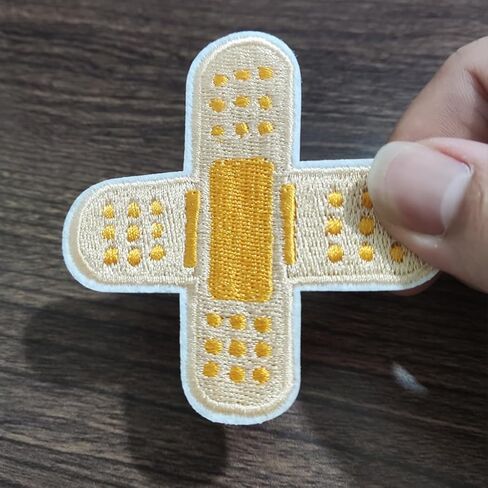 6 Pcs Bandaid-Shaped Iron on Patches 3 Inch Cute Band Aid Sew or Iron on Patch Embroidered Applique Patches for Clothing, Biker Jackets, Jeans, Hats, Backpacks Arts Craft Sew Making in Saudi Arabia