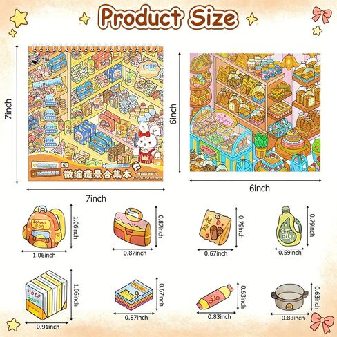 3D Sticker Scene for Adults – DIY Scene Stickers Miniature Supermarket Shelf Restocking Kit with Tweezers, PET Craft Stickers for Stress Relief, Friends Party, Cute Fidget Sticker Book for All Ages in Saudi Arabia