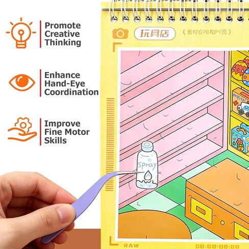 3D Sticker Scene for Adults – DIY Scene Stickers Miniature Supermarket Shelf Restocking Kit with Tweezers, PET Craft Stickers for Stress Relief, Friends Party, Cute Fidget Sticker Book for All Ages in Saudi Arabia