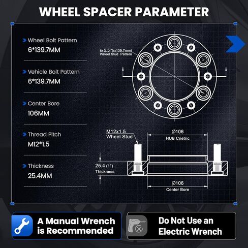 1inch 6x5.5 Wheel Spacers Compatible with Toyota 96-22 4Runner FJ Cruiser Sequoia Tacoma Tundra, Compatible with Lexus GX460 GX470, 106mm Center Bore & 6 Lug M12x1.5 Studs & 139.7mm, 4PCS in Kuwait