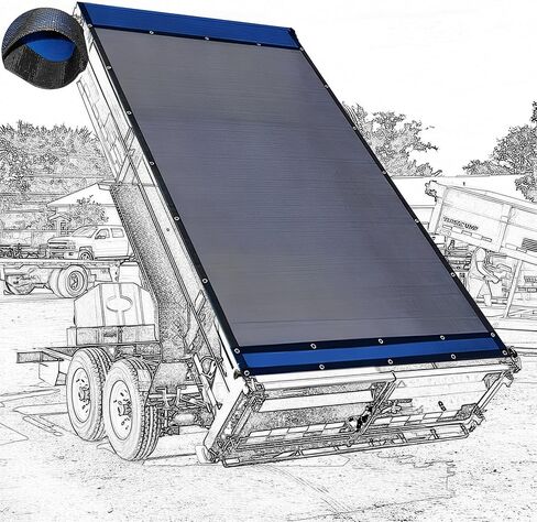 Dump Trailer Tarp 7'X18' - Heavy Duty 18oz PVC Coated Dump Truck Mesh Tarp with Double Pockets,Reinforced Double Needle Stitch Webbing Ripping Tearing Stop,No Rust Thicker Brass Grommets,Uv-Protective in Saudi Arabia