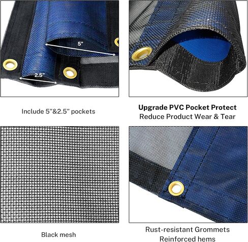 Dump Trailer Tarp 7'X18' - Heavy Duty 18oz PVC Coated Dump Truck Mesh Tarp with Double Pockets,Reinforced Double Needle Stitch Webbing Ripping Tearing Stop,No Rust Thicker Brass Grommets,Uv-Protective in Saudi Arabia