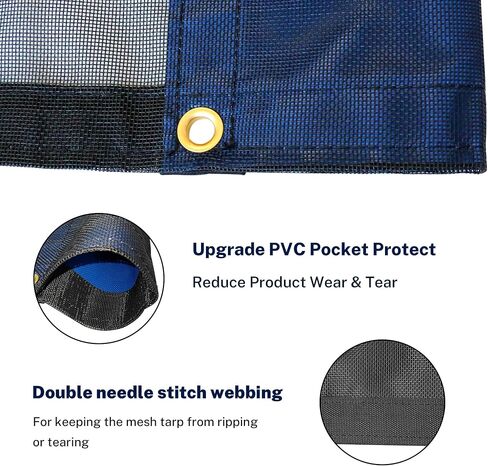Dump Trailer Tarp 7'X18' - Heavy Duty 18oz PVC Coated Dump Truck Mesh Tarp with Double Pockets,Reinforced Double Needle Stitch Webbing Ripping Tearing Stop,No Rust Thicker Brass Grommets,Uv-Protective in Saudi Arabia