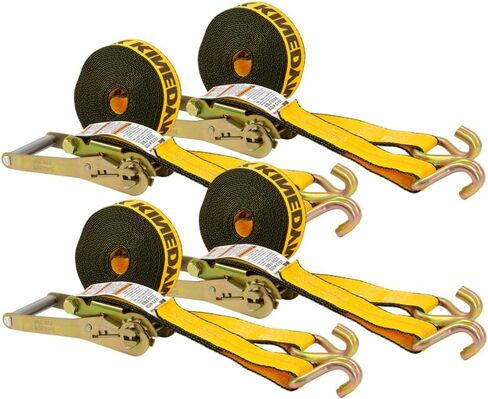 Mytee Products Kinedyne 10 Pack Ratchet Tie-Down Straps with Wire Hook, 2"x30' Yellow Ratchet Strap 10,000 Lbs Breaking Strength Heavy Duty Tie Down Ratchet Straps for Flatbed, Truck, Trailers Pickup in Kuwait