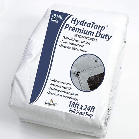 Watershed Innovations HydraTarp 20 Ft. X 30 Ft. Premium Heavy Duty Waterproof Tarp - 18mil Thick - White/Brown Reversible Tarp with D-Rings in Saudi Arabia