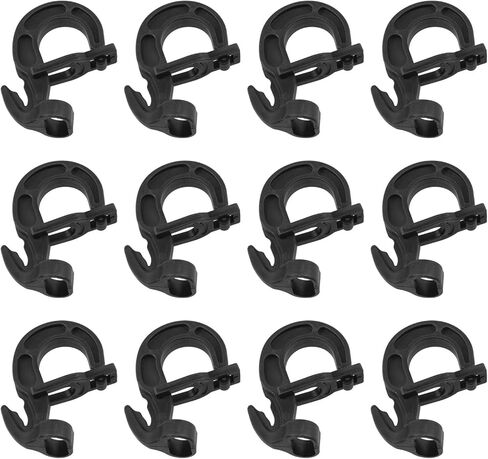 Lovelysp Plastic Shock Cord Hooks Elastic Plastic Shock Cords Bungee Cord Hooks for 1/4 "and 3/8" Bungee Cords (Black) 12pcs in Saudi Arabia
